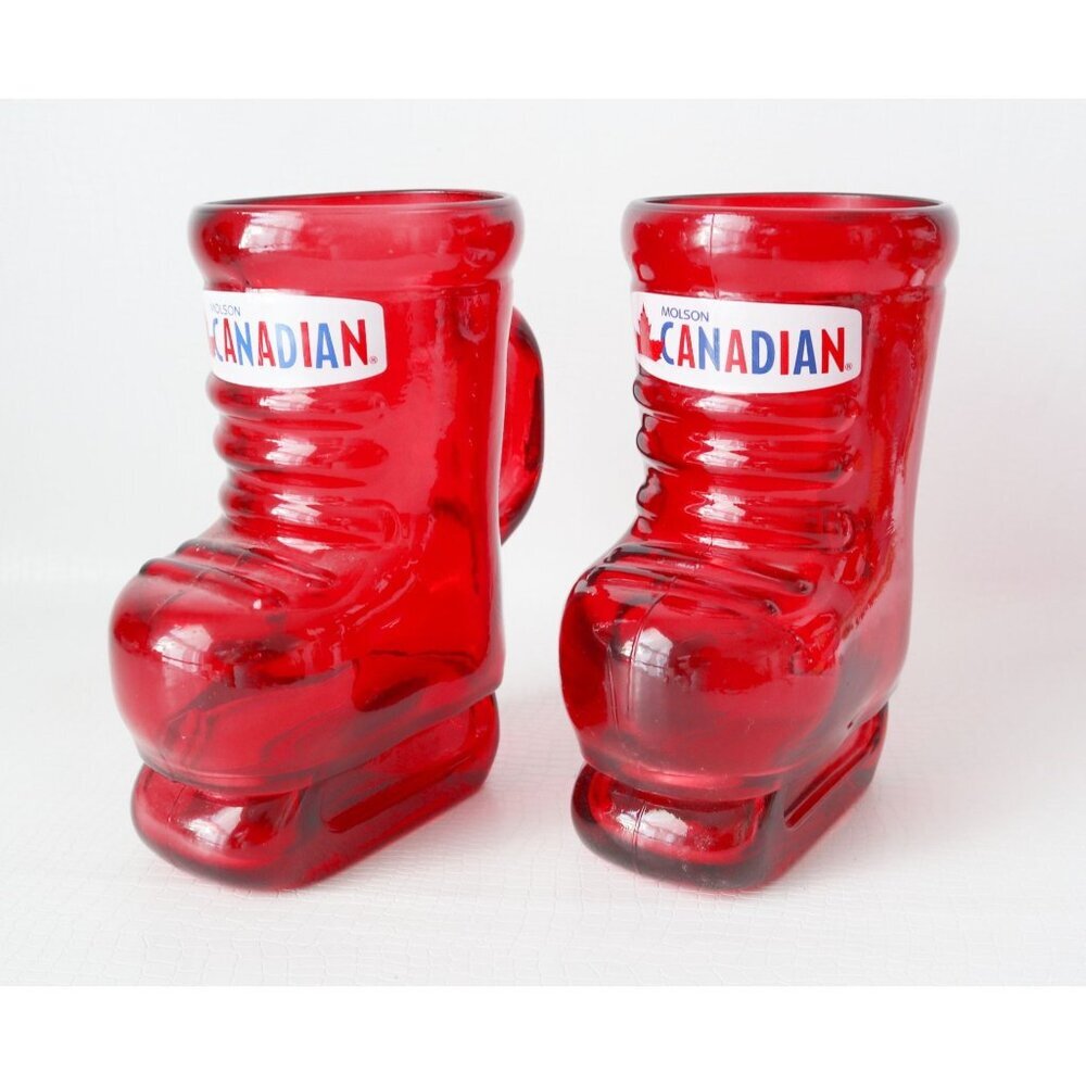 2 Molson Canadian Beer Skate Glasses Red Breweriana